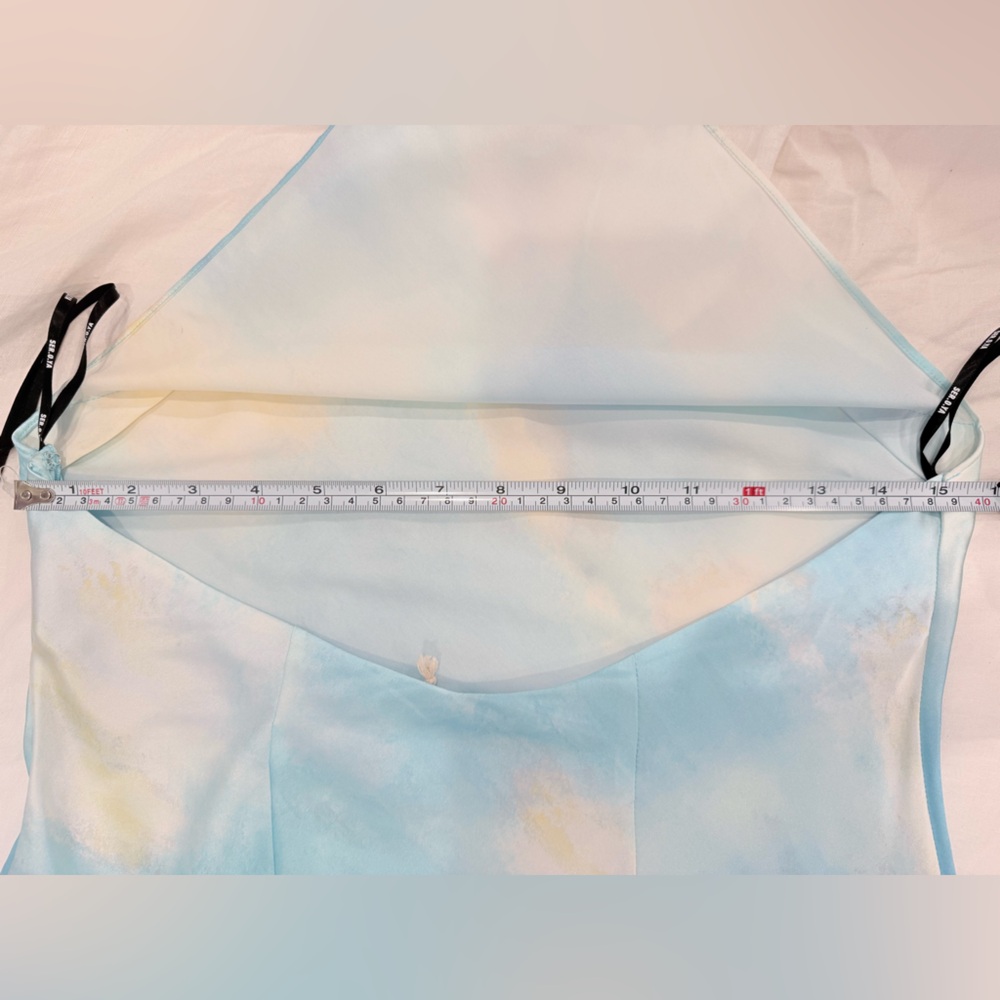 NWT SER.O.YA Helen 100% Silk Halter Mini Dress Cloud Tie Dye Size M - Picture 8 of 9